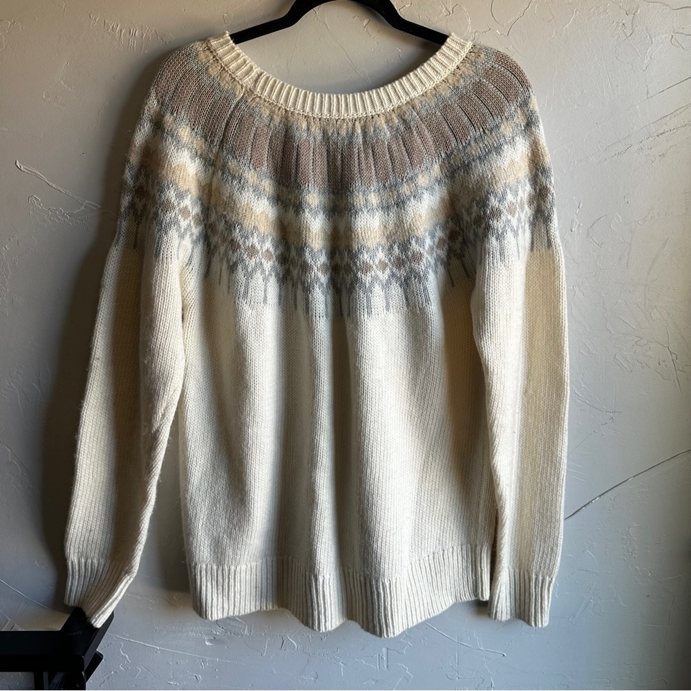 Banana Republic Fair Isle Sweater Neutral Cozy Coastal Grandma Nordic XL‎